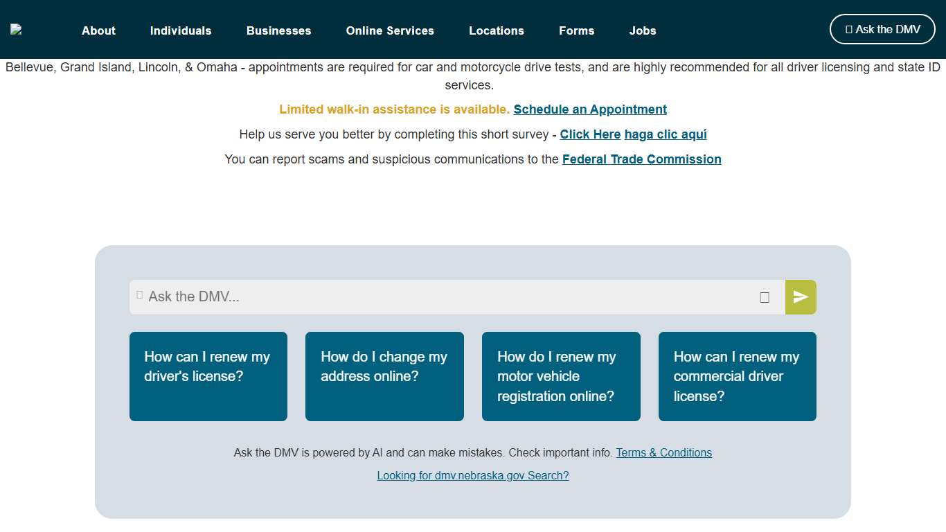 Welcome Nebraska Department of Motor Vehicles